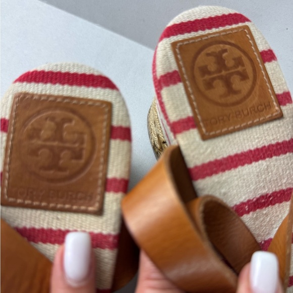 Tory Burch Red and Tan Espadrilles with Striped Design Size 9 - Picture 12 of 13